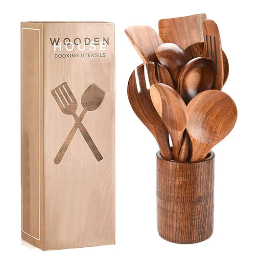 Premium Wooden Kitchen Utensil Set  Eco-Friendly & Stylish Cooking Tools