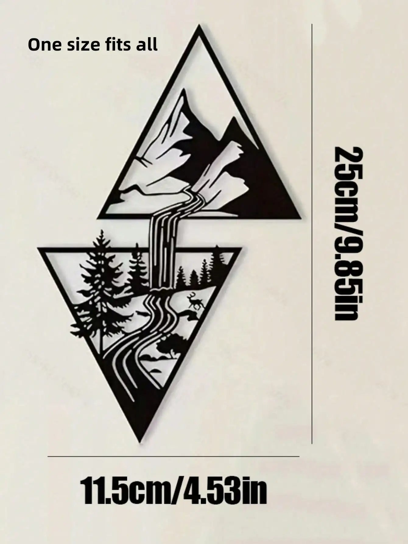 Mountain Landscape Triangle Wall Art – Metal Pendant Decor