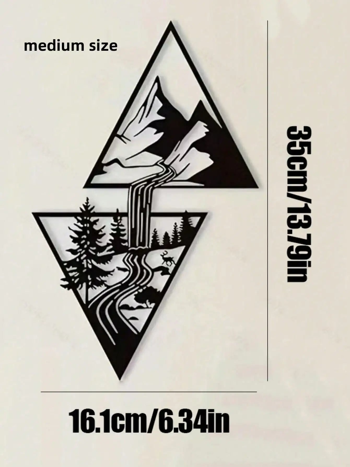 Mountain Landscape Triangle Wall Art – Metal Pendant Decor