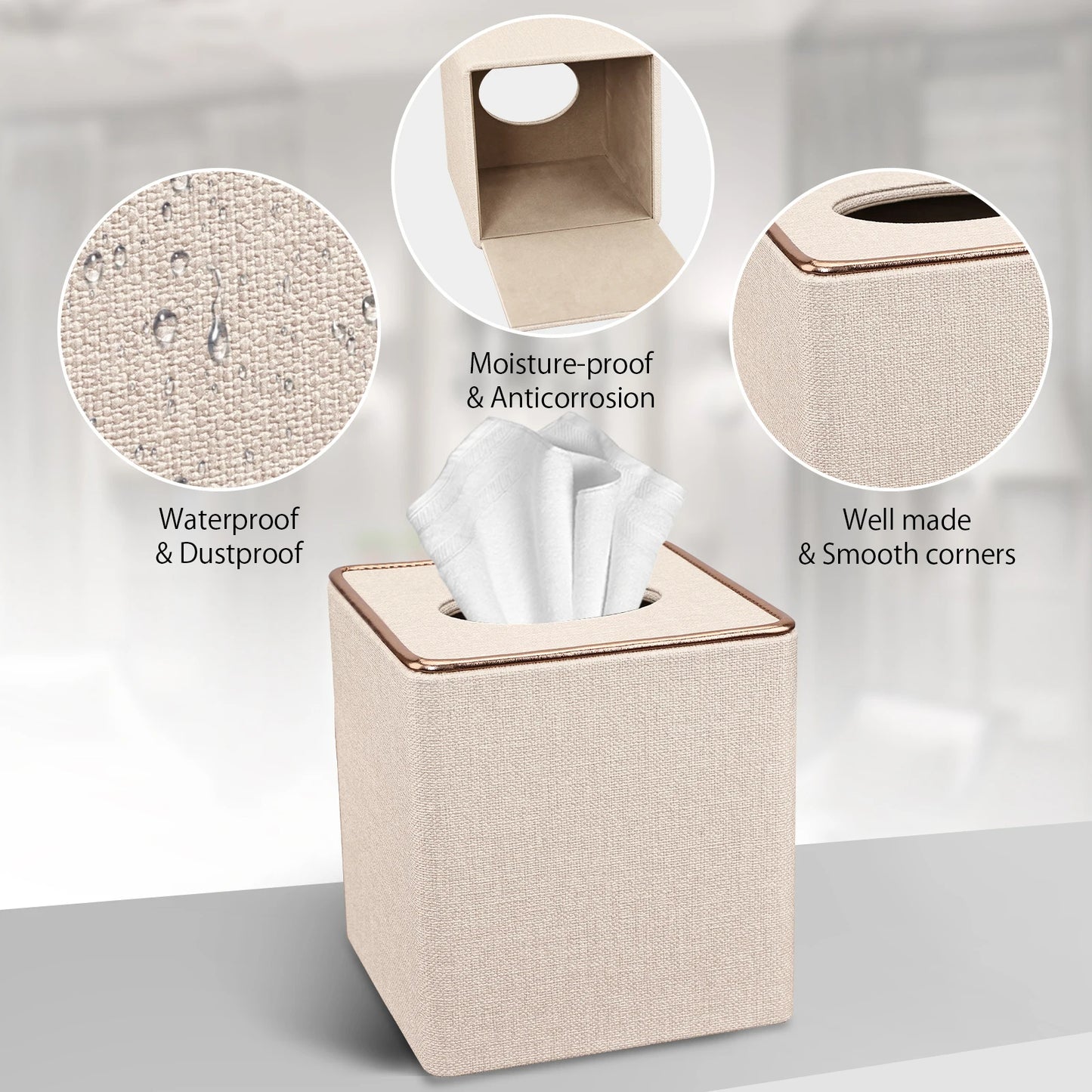 Premium PU Leather Cube Tissue Box Holder – Stylish & Magnetic Bottom Design